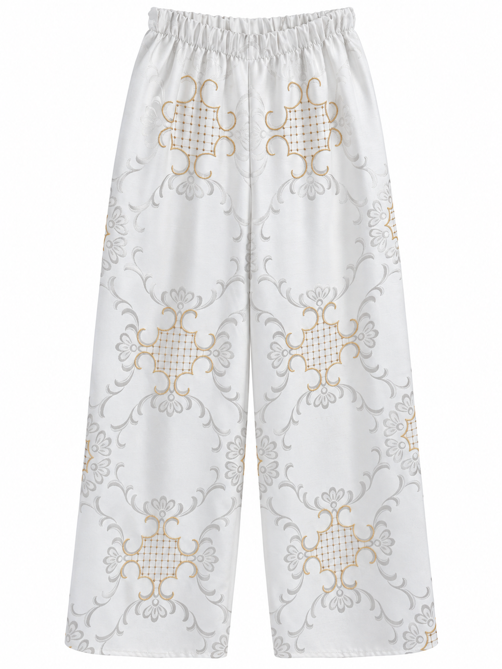 Pantalone Ricami Grigio e Oro bianco/grigio/oro
