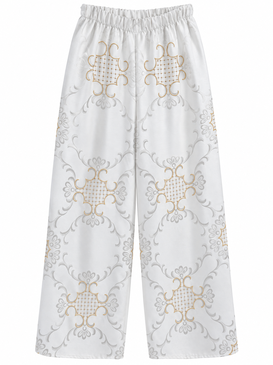 Pantalone Ricami Grigio e Oro bianco/grigio/oro