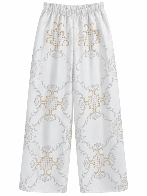 Pantalone Ricami Grigio e Oro bianco/grigio/oro
