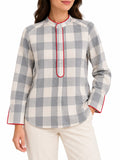 Blusa a Quadretti Grigio Perla