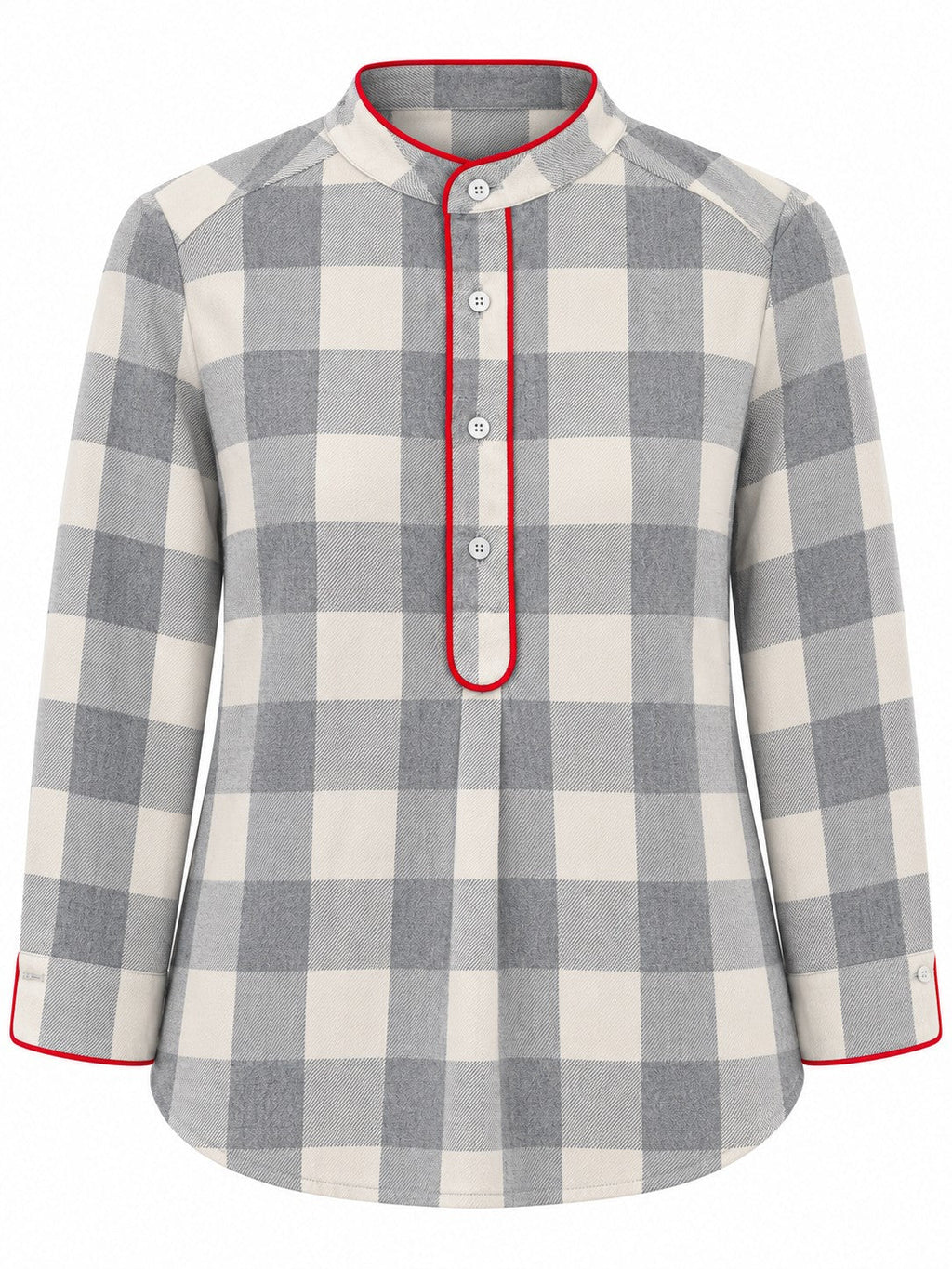 Blusa a Quadretti Grigio Perla
