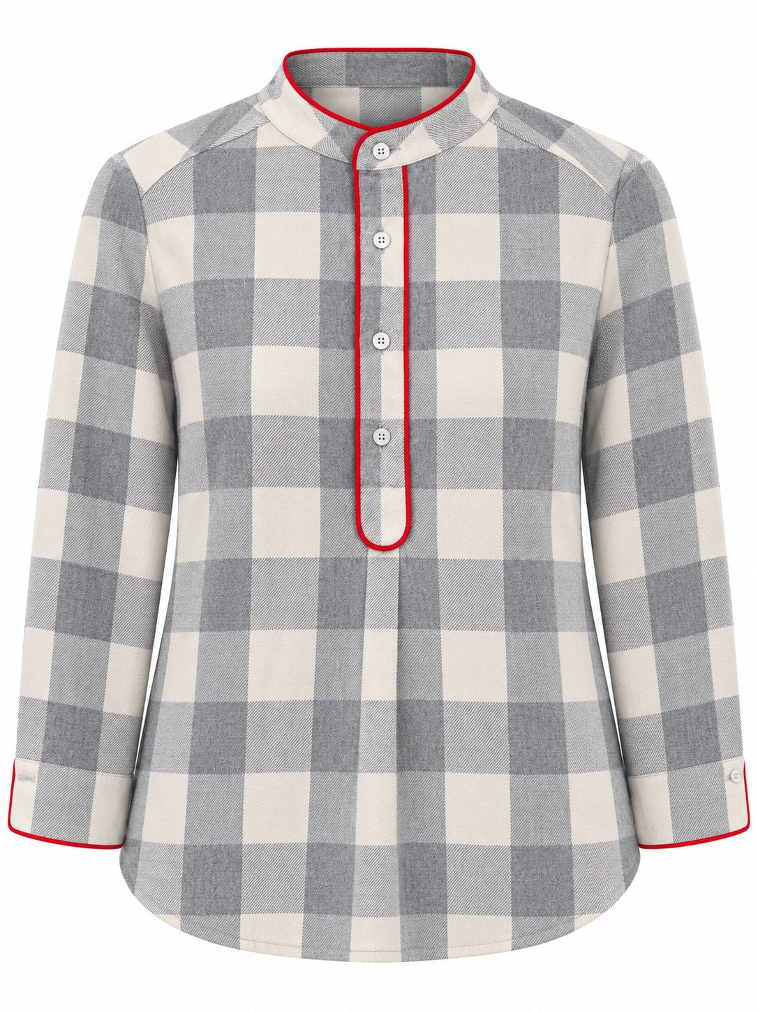 Blusa a Quadretti Grigio Perla