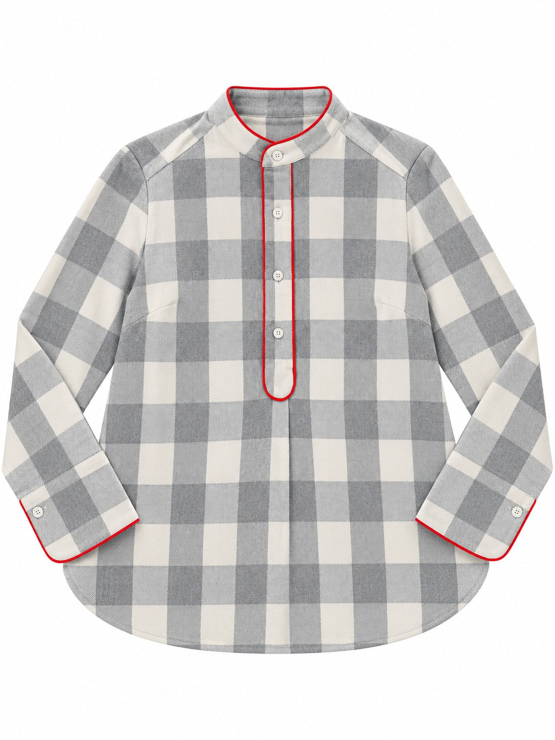 Blusa a Quadretti Grigio Perla