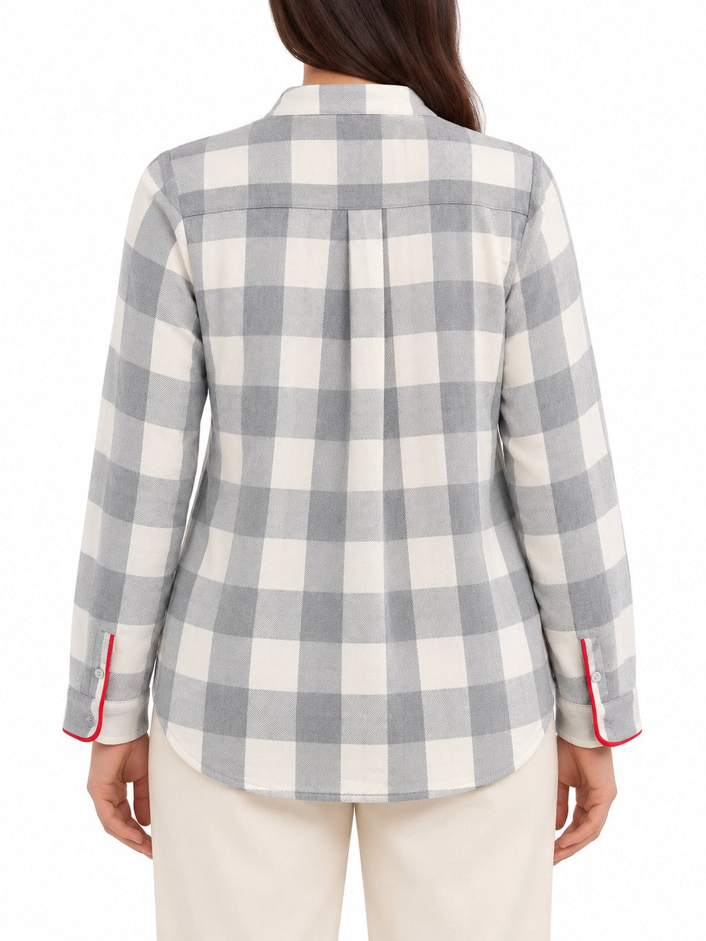 Blusa a Quadretti Grigio Perla
