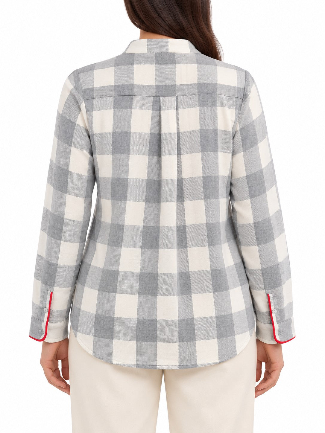 Blusa a Quadretti Grigio Perla