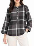 Blusa a Quadri Antracite