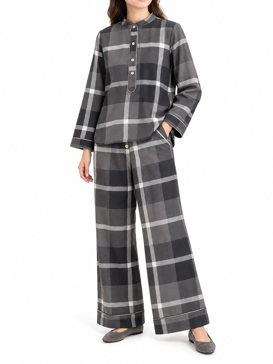 Blusa a Quadri Antracite