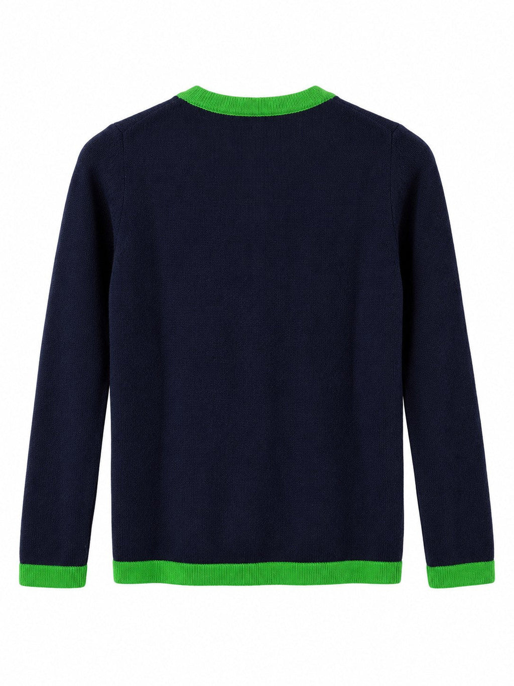 Cardigan con profili a contrasto blu navy/verde — retro
