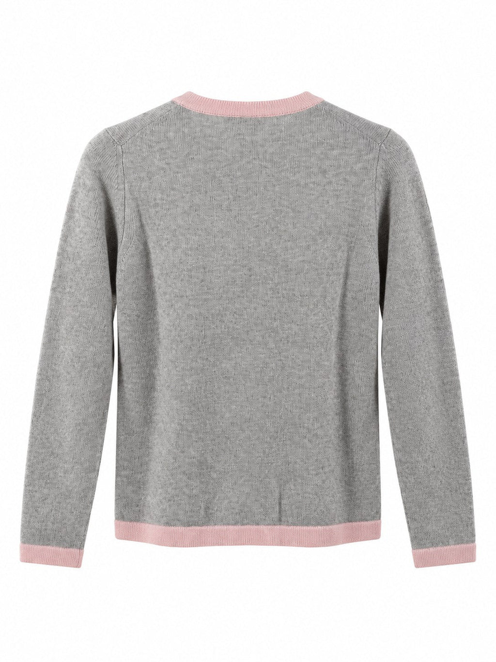 Cardigan con profili a contrasto grigio/rosa — retro