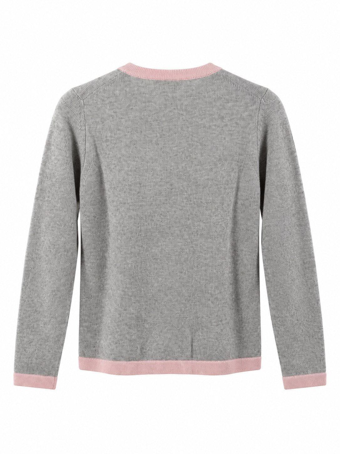 Cardigan con profili a contrasto grigio/rosa — retro
