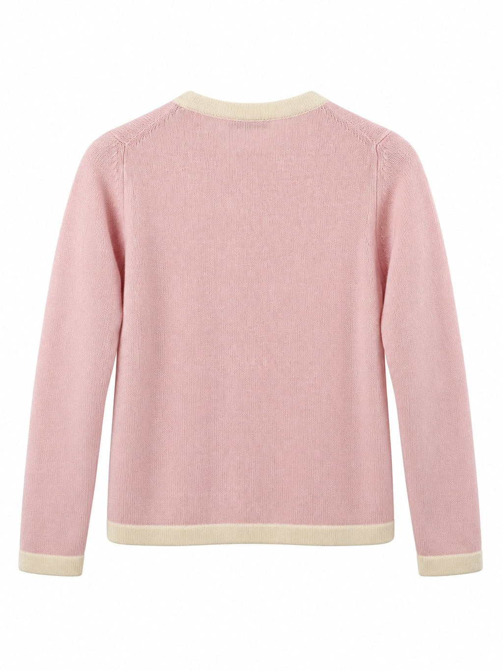 Cardigan con profili a contrasto rosa/panna — retro