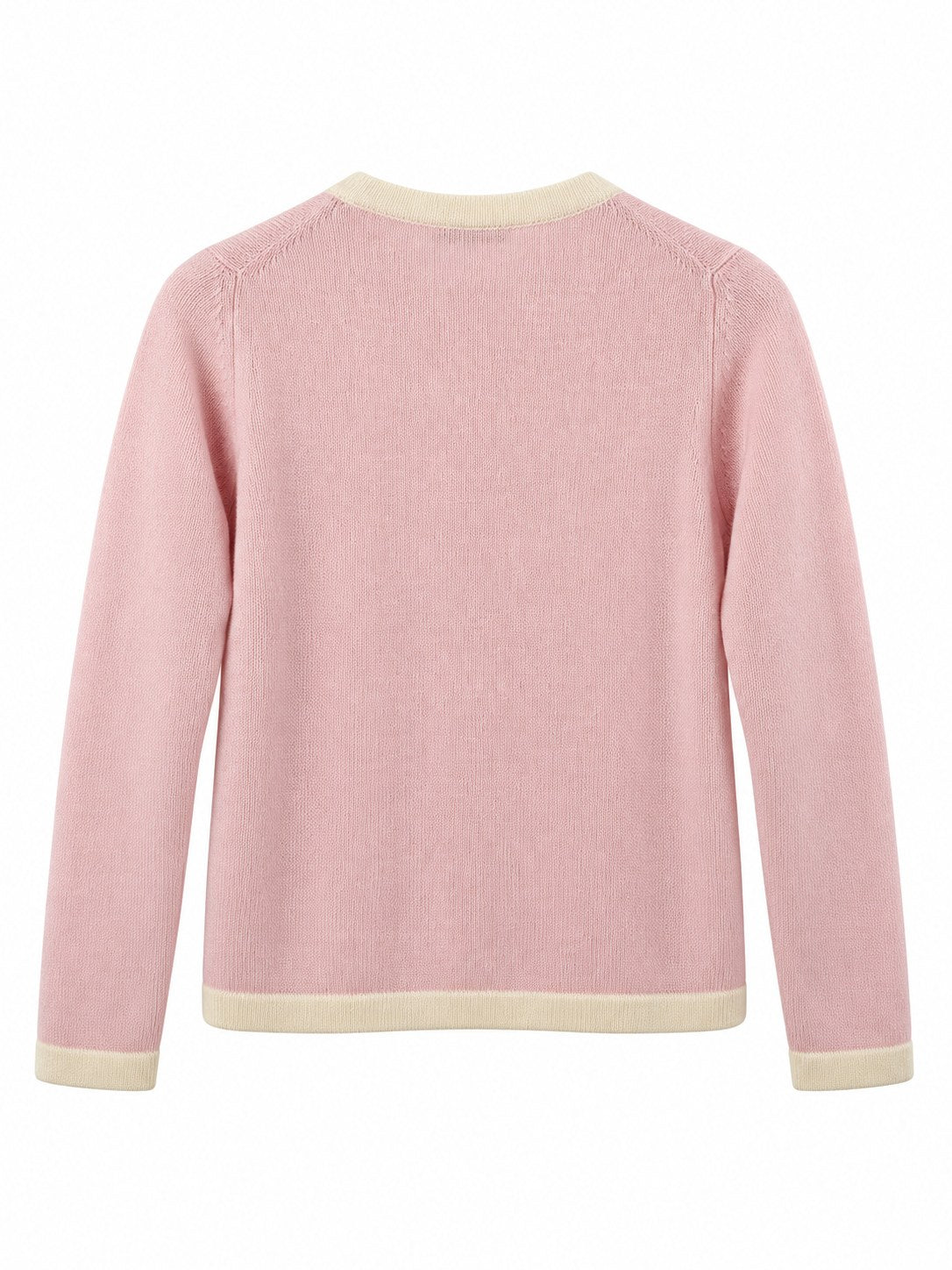 Cardigan con profili a contrasto rosa/panna — retro