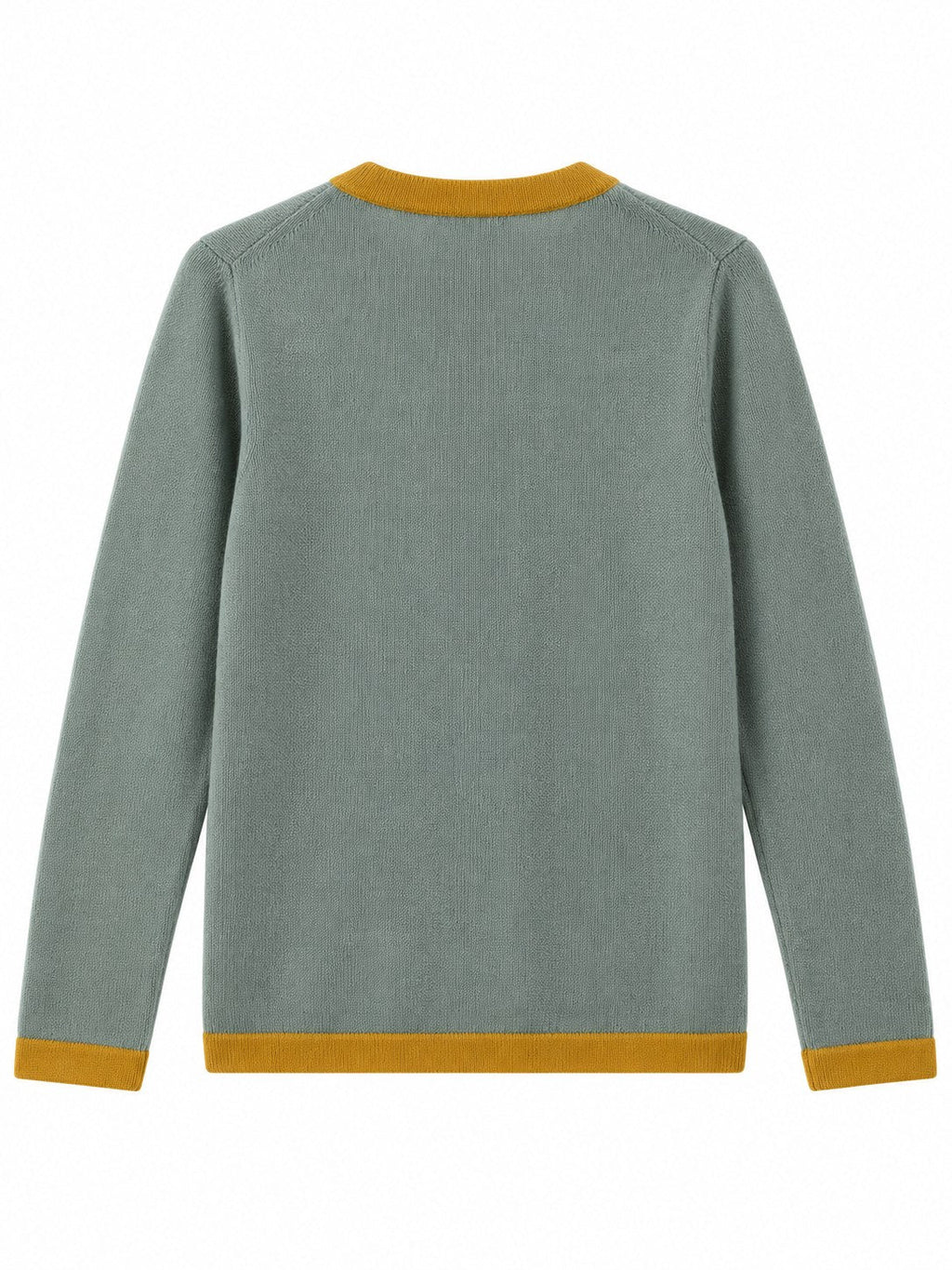 Cardigan con profili a contrasto verde salvia/senape — retro