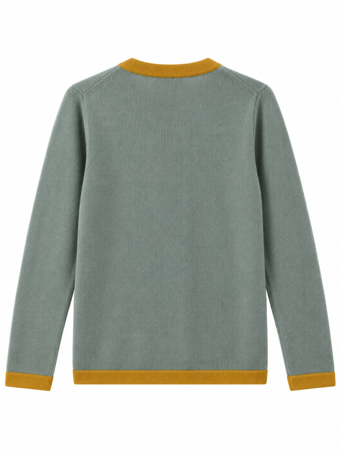 Cardigan con profili a contrasto verde salvia/senape — retro