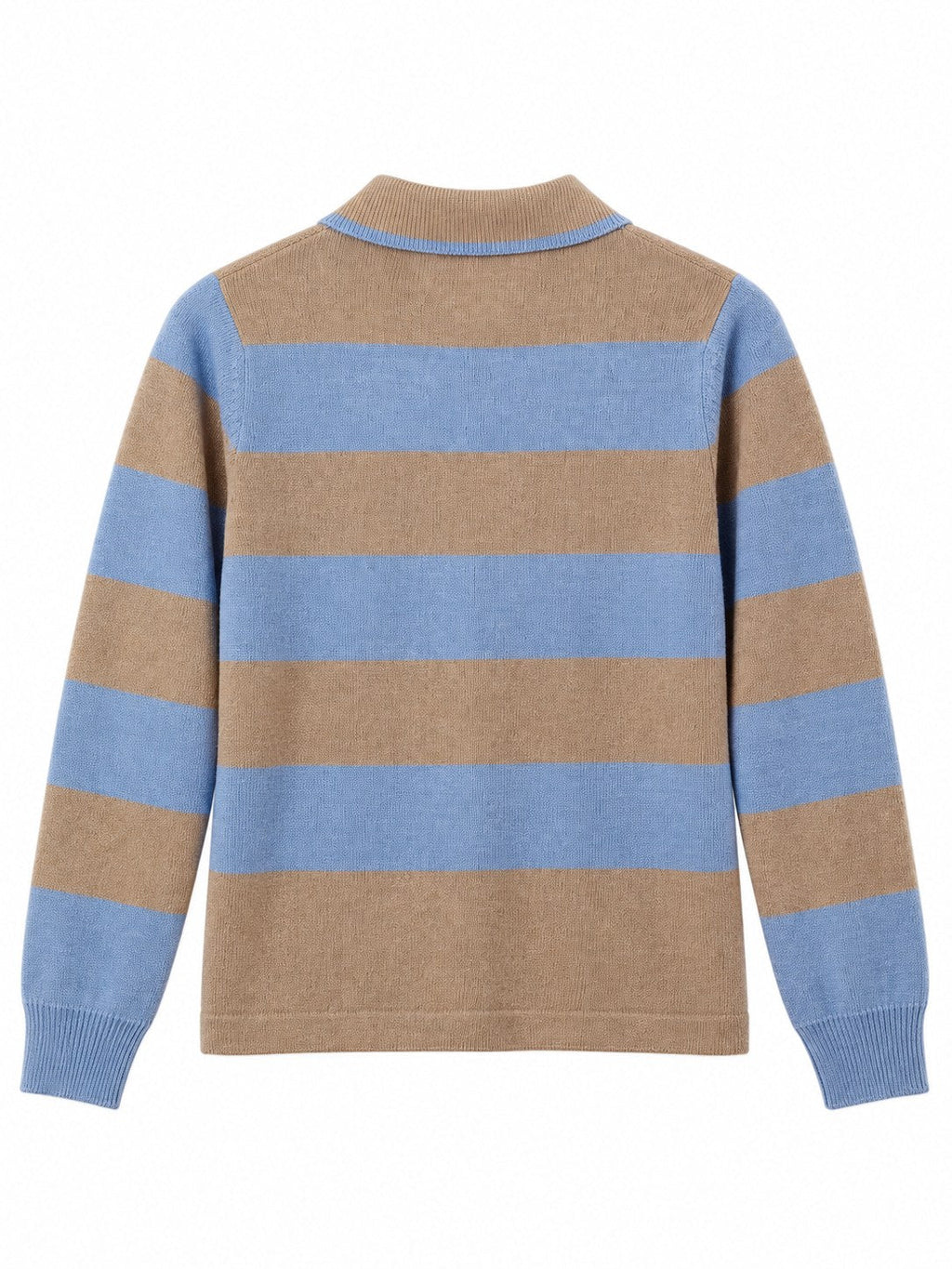 Cardigan Righe con colletto azzurro/tortora — retro