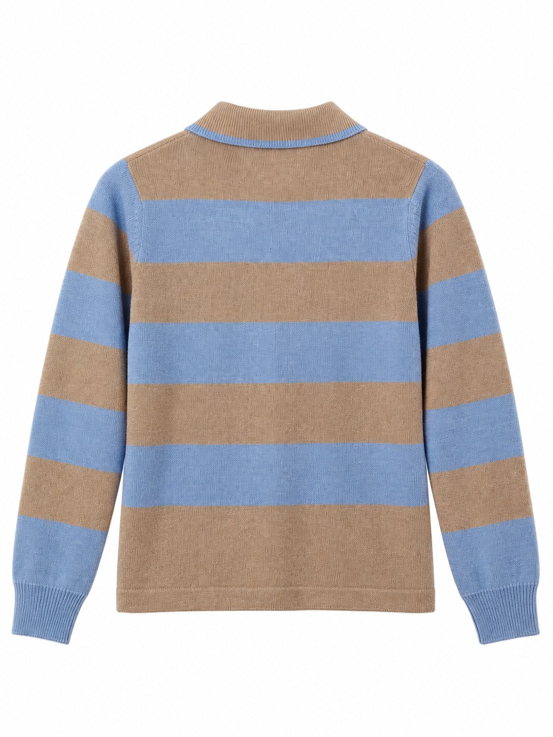 Cardigan Righe con colletto azzurro/tortora — retro