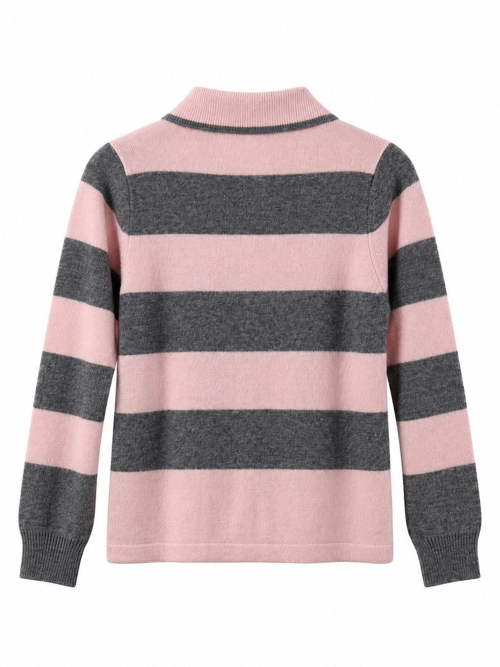 Cardigan Righe con colletto rosa/grigio — retro