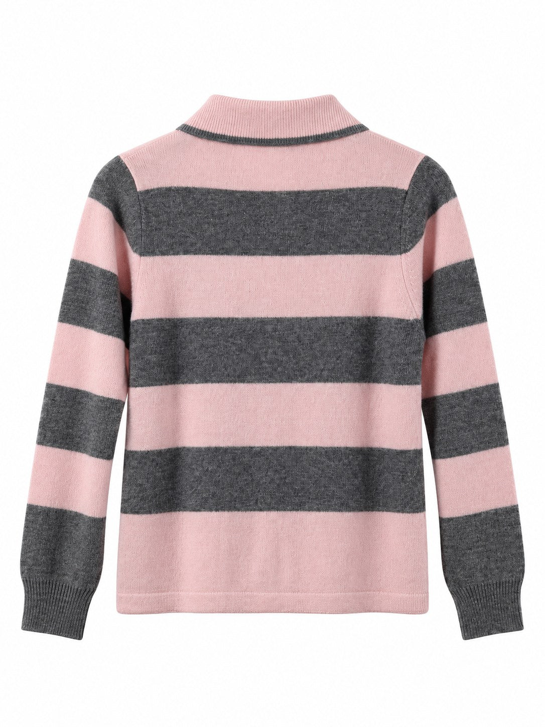 Cardigan Righe con colletto rosa/grigio — retro