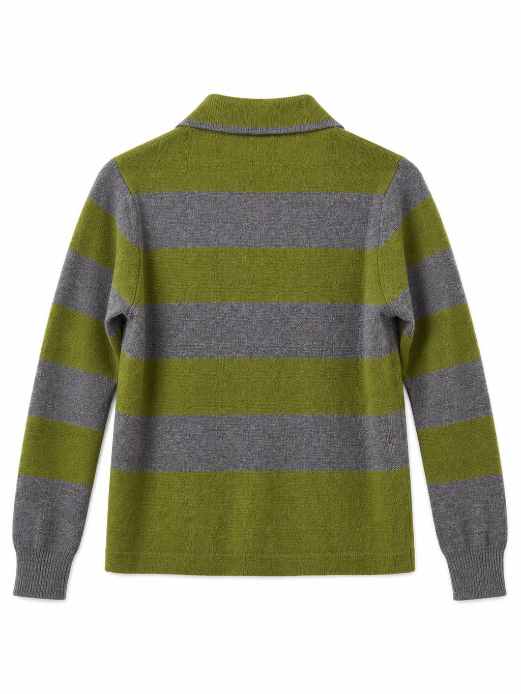 Cardigan Righe con colletto verde/grigio — retro
