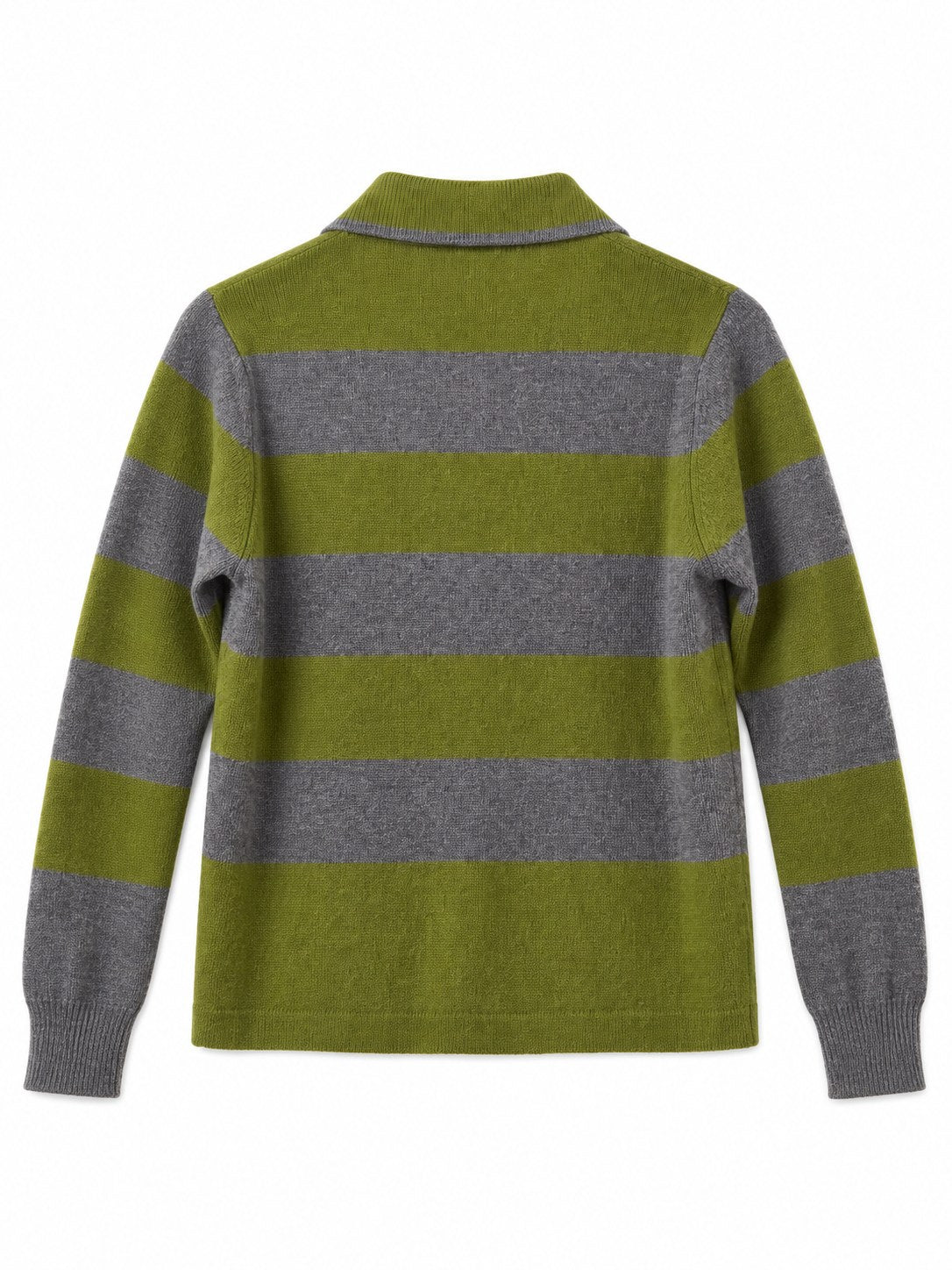 Cardigan Righe con colletto verde/grigio — retro
