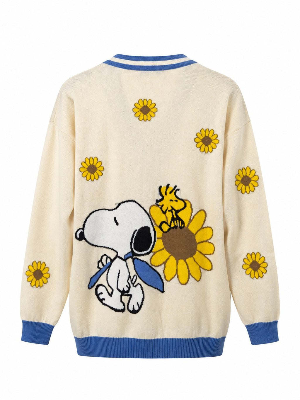 Cardigan Snoopy in Cotone panna/azzurro