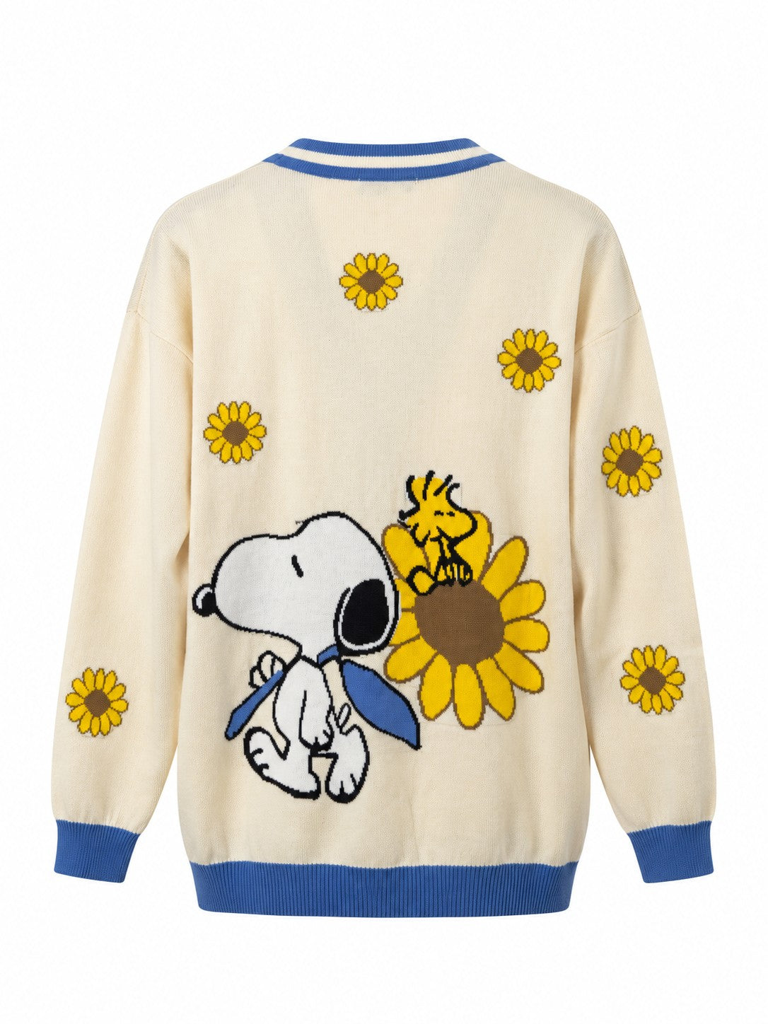 Cardigan Snoopy in Cotone panna/azzurro