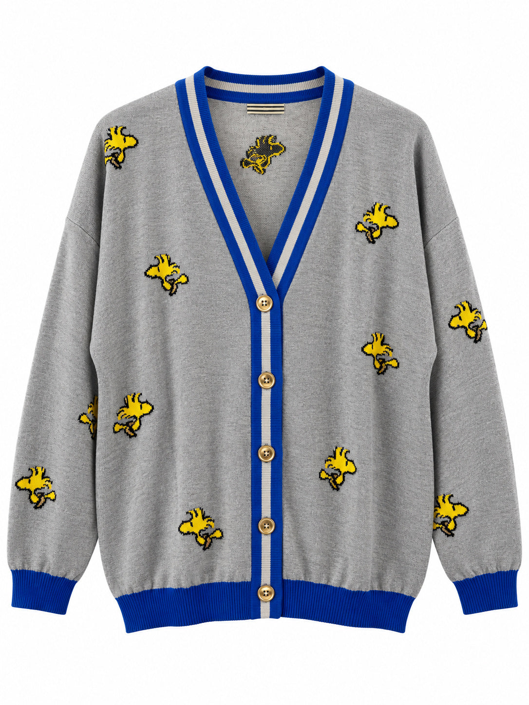 Cardigan Snoopy in Cotone grigio/blu