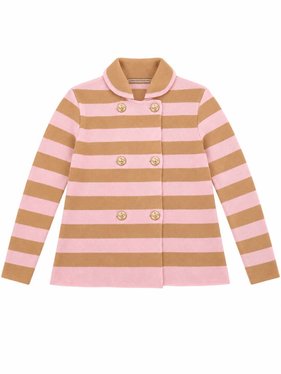 Giacca Doppio Petto a Righe rosa/cammello