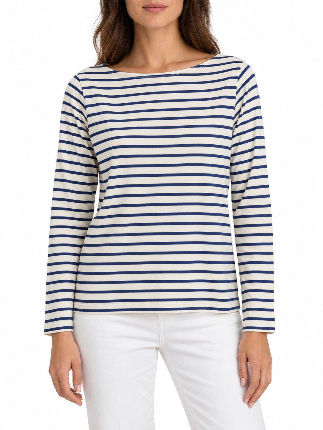 Maglia a righe con ricamo sul retro blu