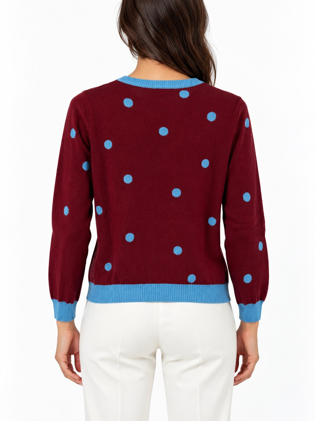 Maglioncino a Pois bordeaux/azzurro