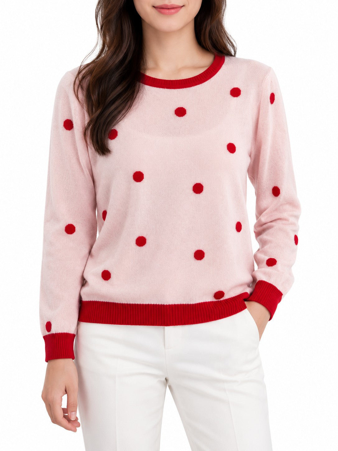 Maglioncino a Pois rosa/rosso