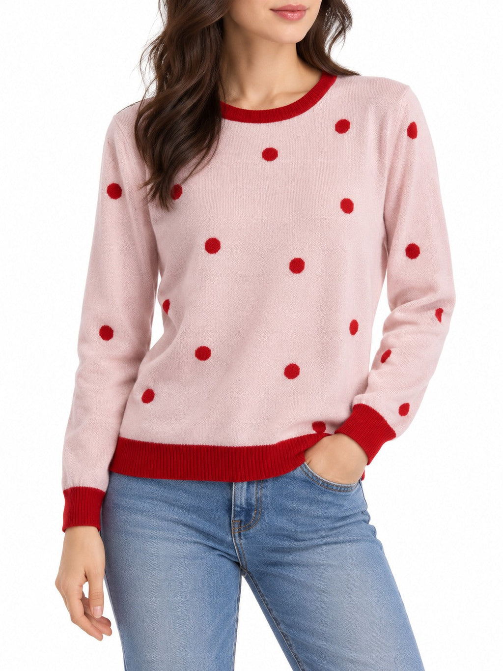 Maglioncino a Pois rosa/rosso
