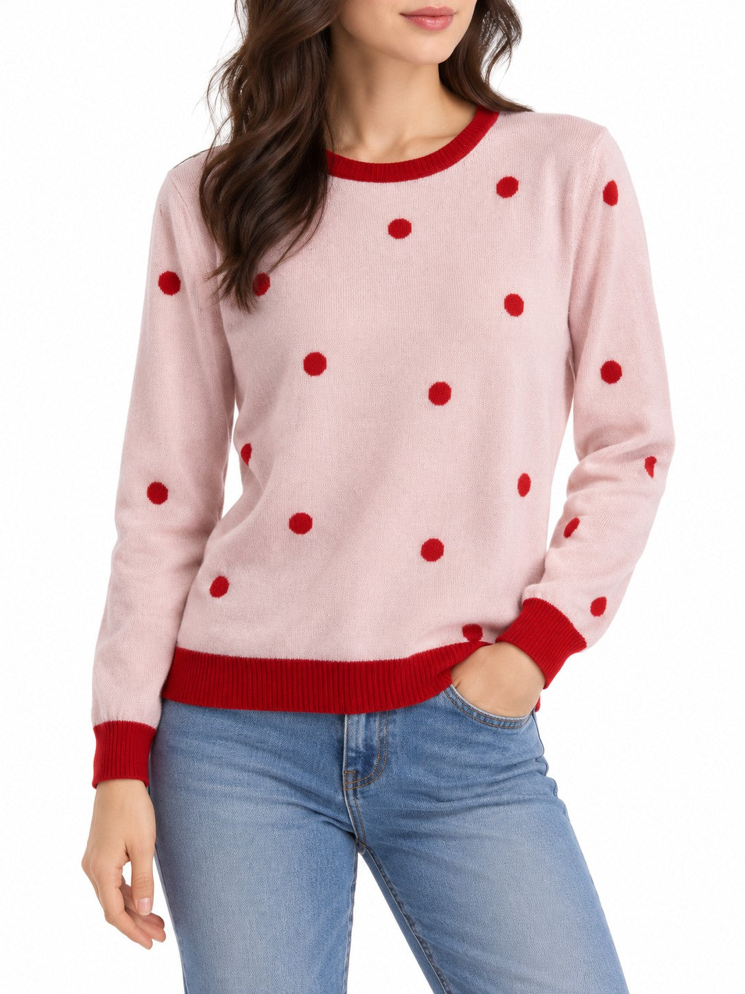 Maglioncino a Pois rosa/rosso