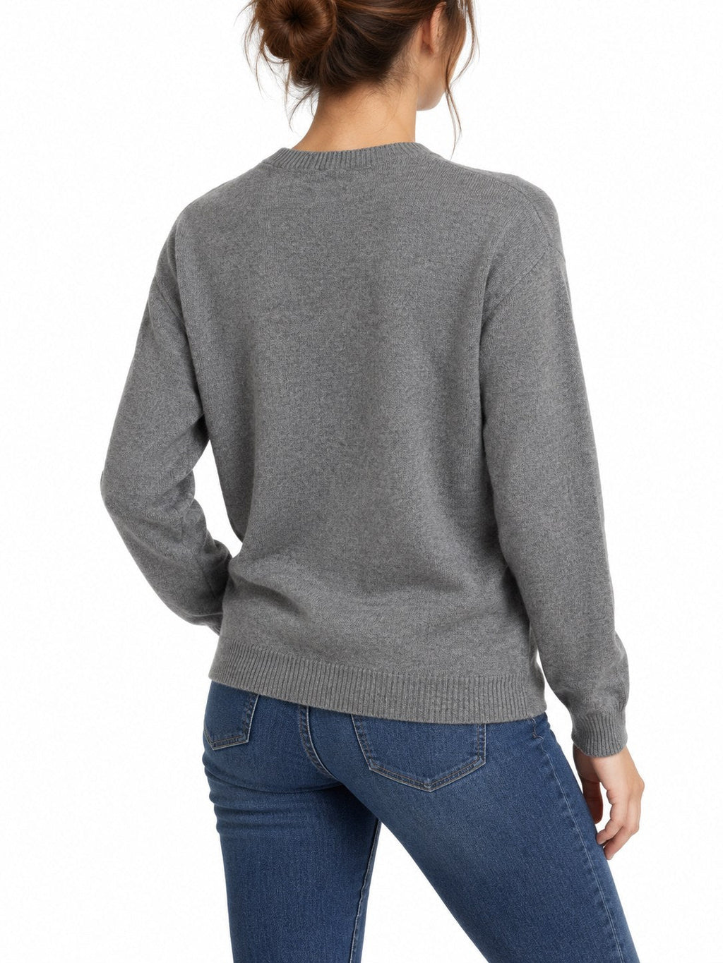 Maglione Snoopy Basket grigio — indossato, retro