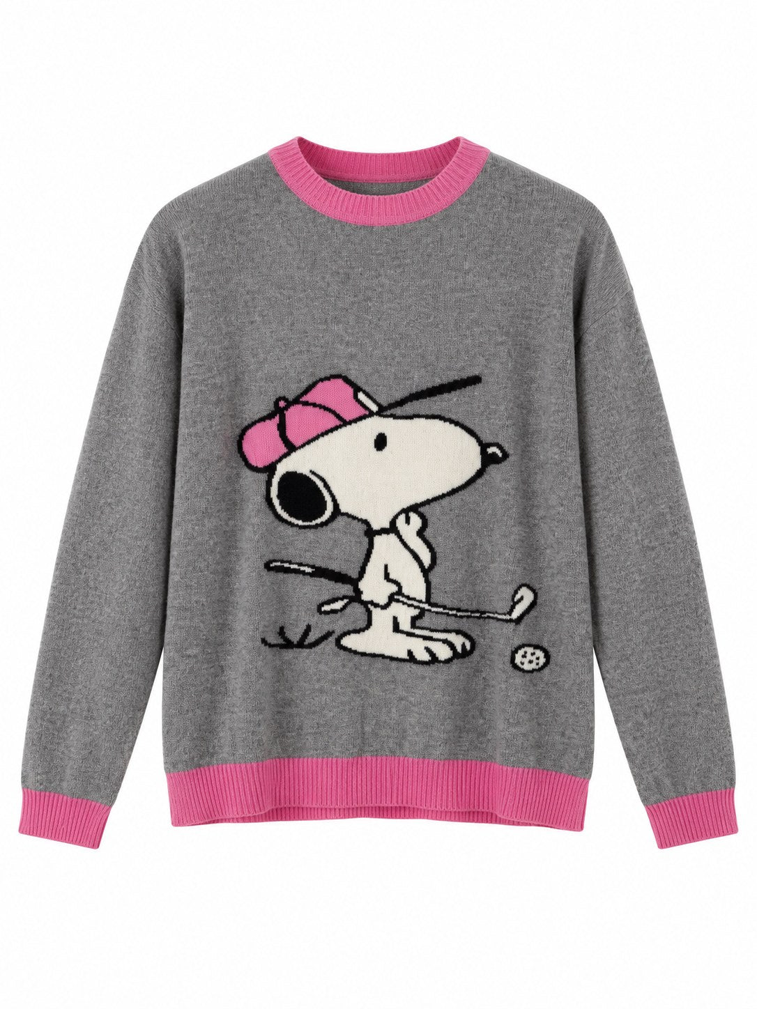 Maglione Snoopy Golf grigio/rosa — davanti