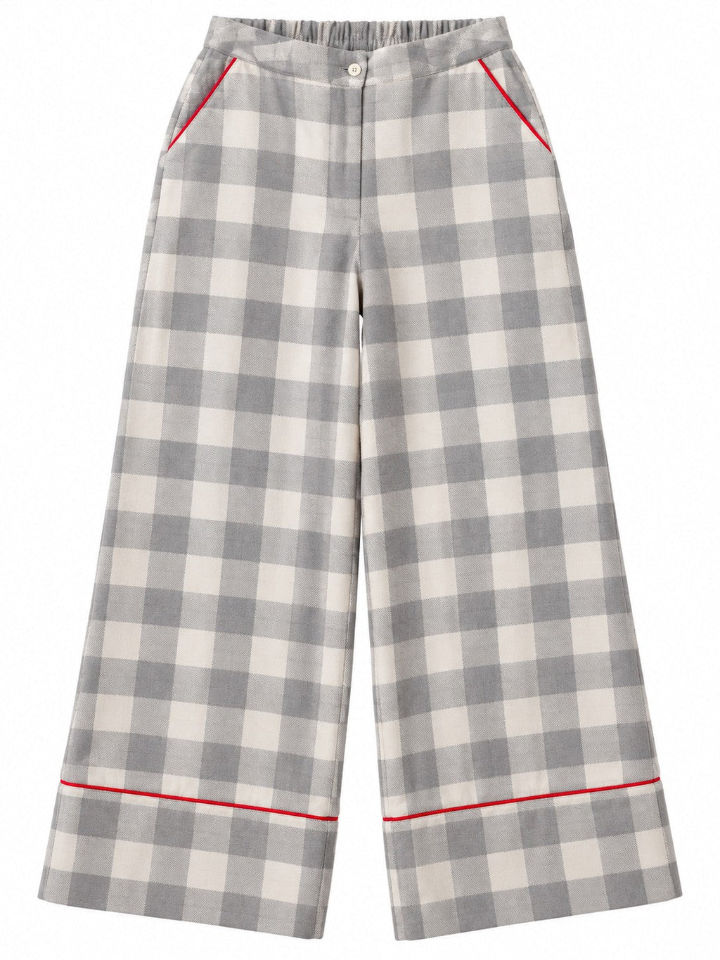 Pantalone a Quadretti Grigio Perla