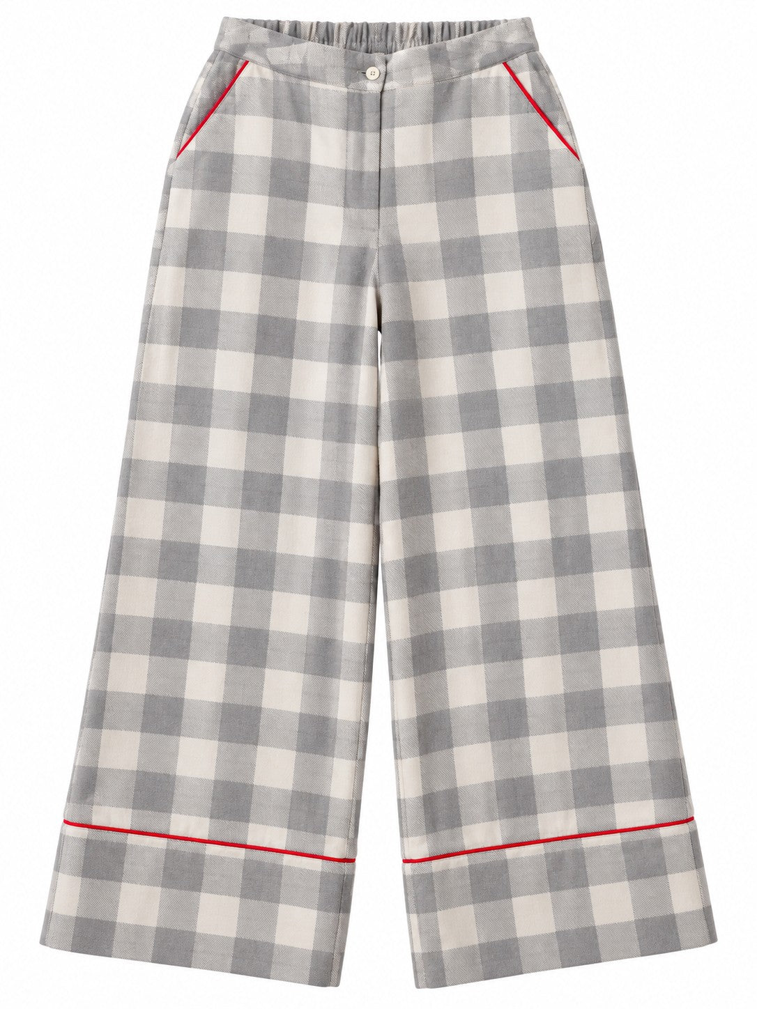 Pantalone a Quadretti Grigio Perla