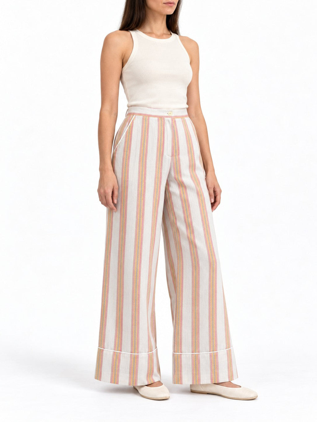 Pantalone a Righe Pesca