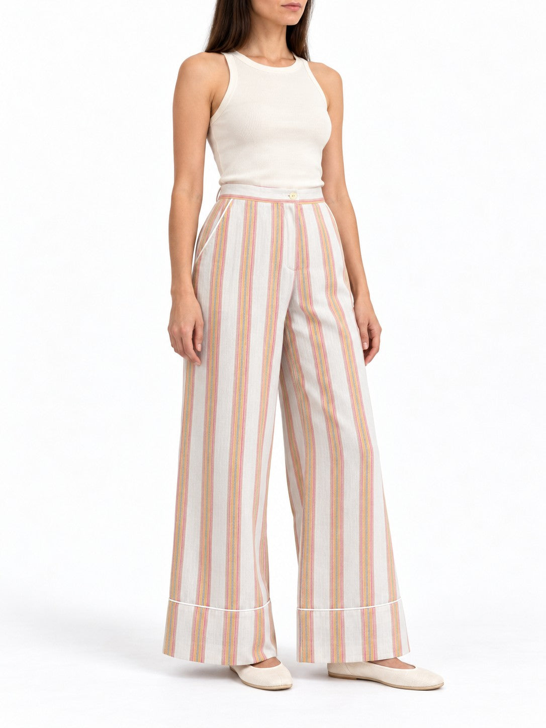 Pantalone a Righe Pesca