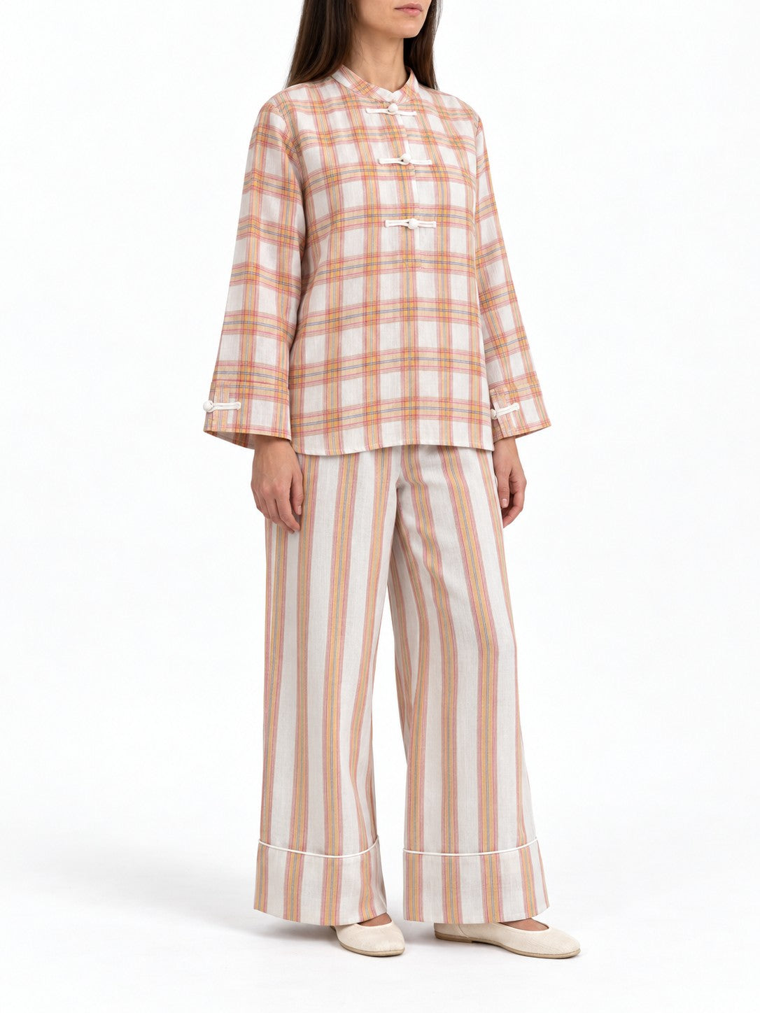 Pantalone a Righe Pesca
