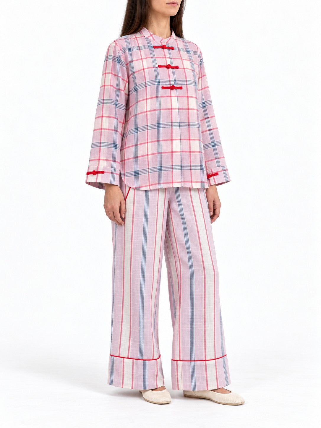 Pantalone a Righe Rosa