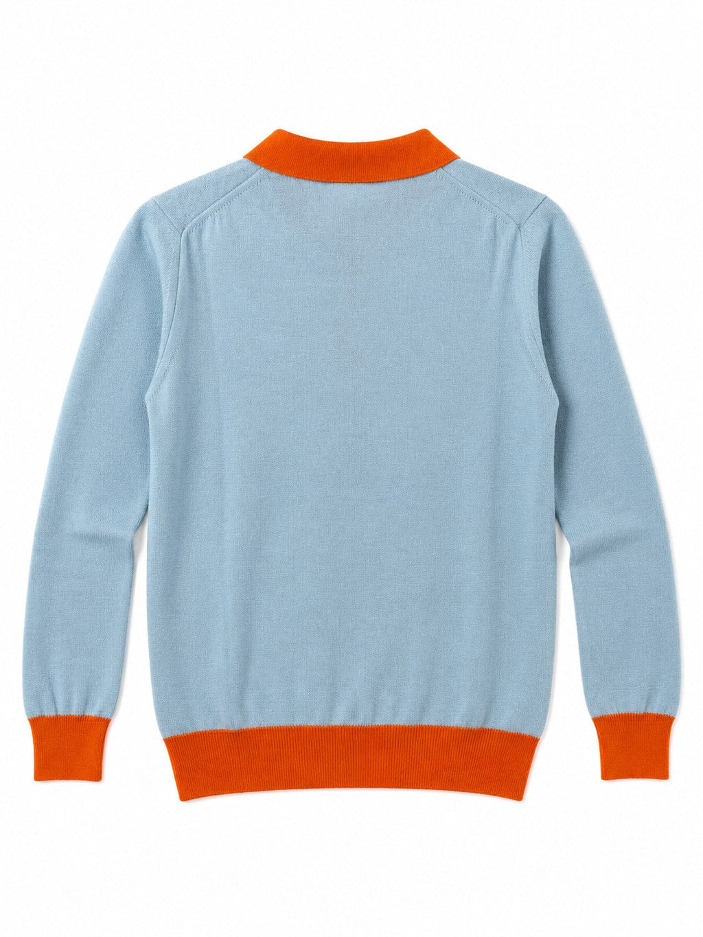 Polo in lana e cachemire azzurro/arancione — retro
