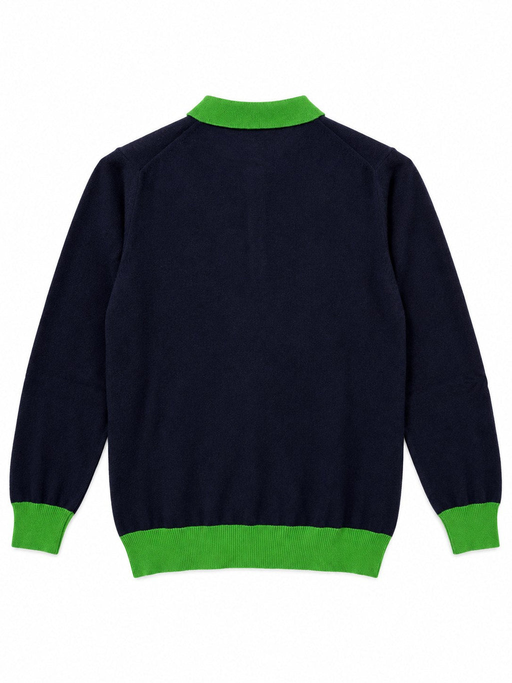 Polo in lana e cachemire blu/verde — retro