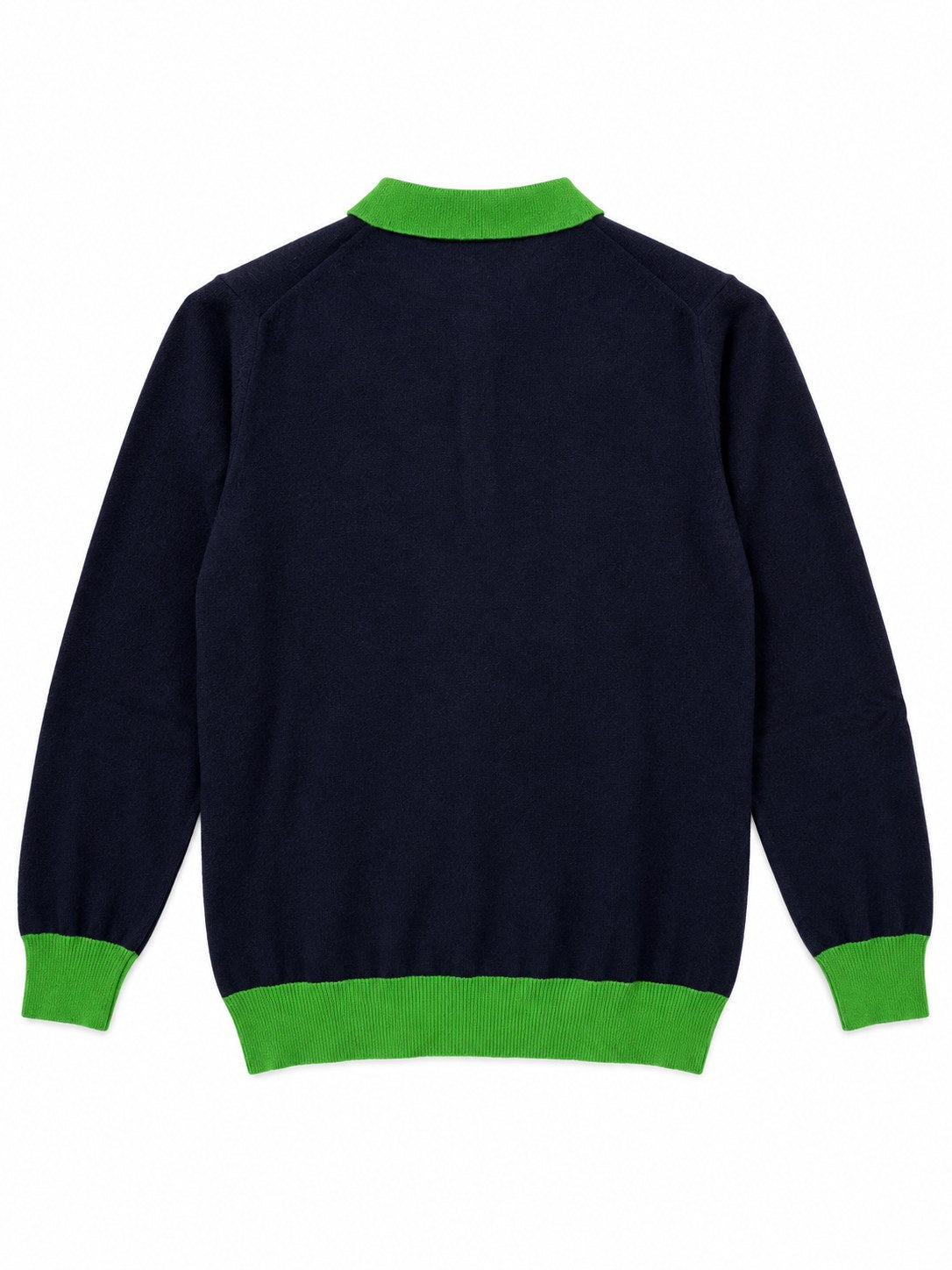 Polo in lana e cachemire blu/verde — retro